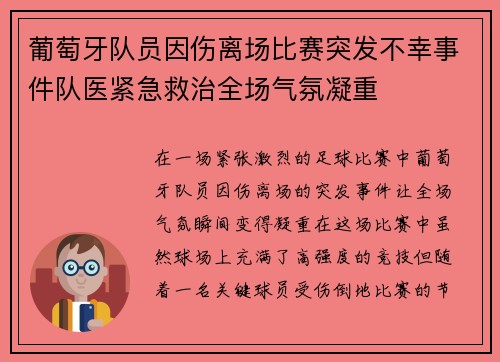 葡萄牙队员因伤离场比赛突发不幸事件队医紧急救治全场气氛凝重